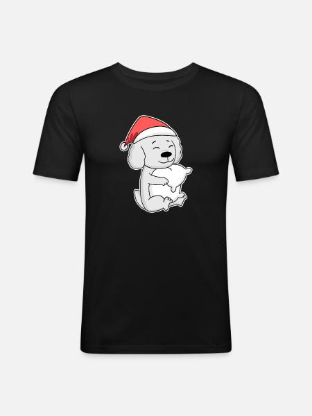 Maltese Dog Animal Christmas - Men's Slim Fit T-Shirt - black