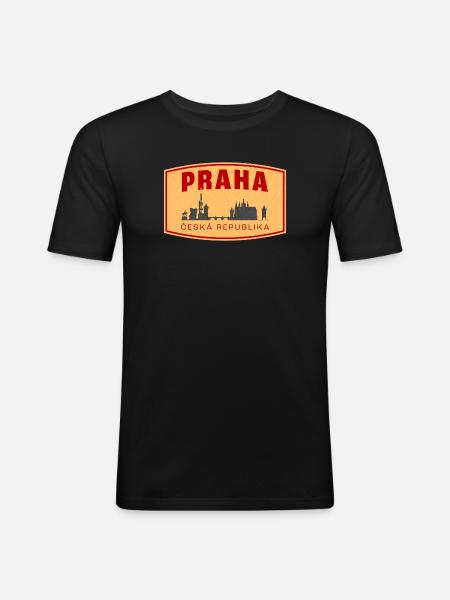 Praha Skyline & ČR Emblem - Men's Slim Fit T-Shirt - black