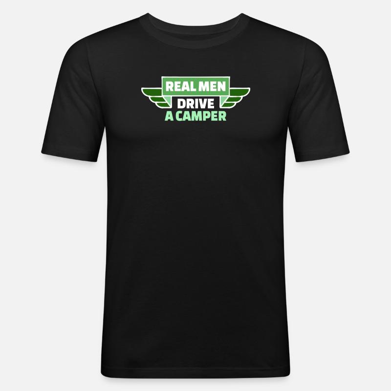 Camper Statement Camping Wanderer Wanderlust - Männer Slim Fit T-Shirt - Schwarz