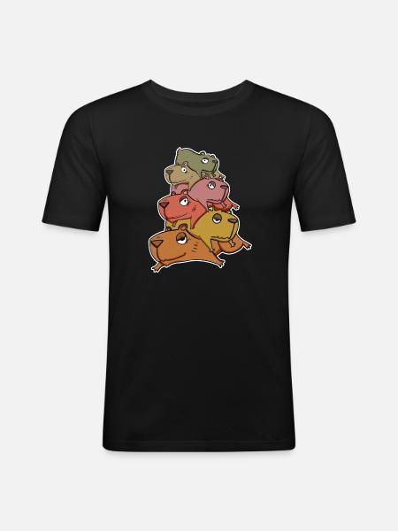 Capybara Pile of Capybara - Men's Slim Fit T-Shirt - black