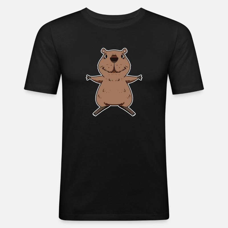 Capybara - Männer Slim Fit T-Shirt - Schwarz