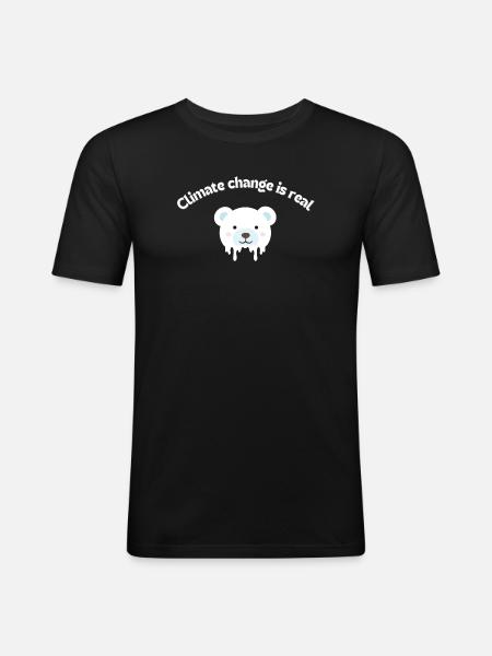 Melting Polar Bear Portrait - Men's Slim Fit T-Shirt - black