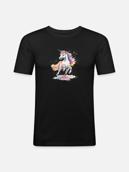 tanzendes Einhorn - Männer Slim Fit T-Shirt - Schwarz