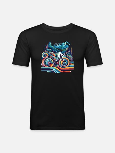 Bicycle with wavy lines - Men's Slim Fit T-Shirt - black