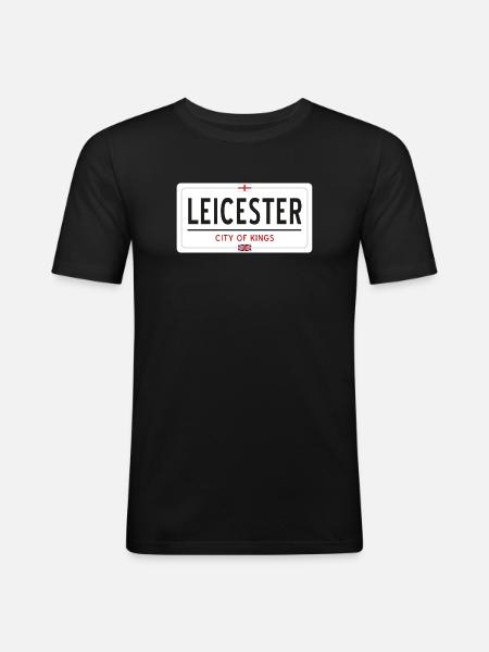 Leicester town sign - Men's Slim Fit T-Shirt - black