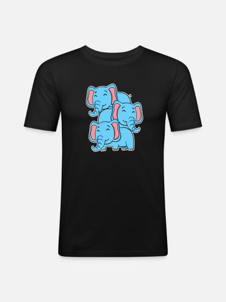 Éléphant mignon - Motif d’éléphant - T-shirt près du corps Homme - noir