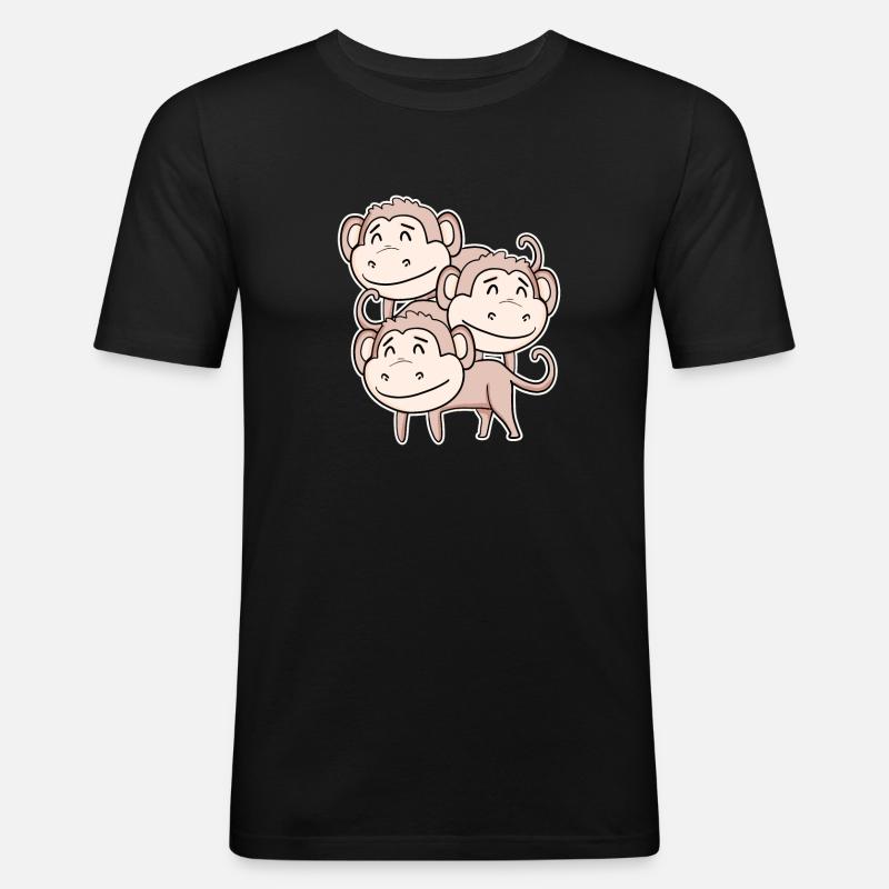 Cute Monkey - Monkey Motif - Men's Slim Fit T-Shirt - black