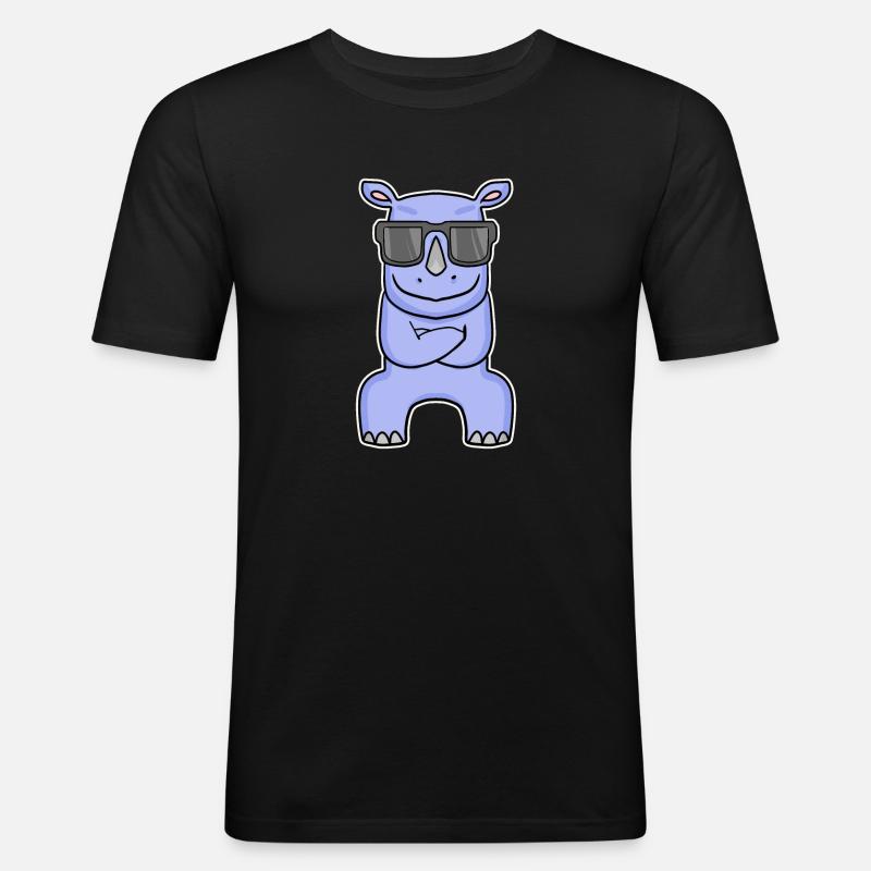 Nilpferd mit Brille - Männer Slim Fit T-Shirt - Schwarz