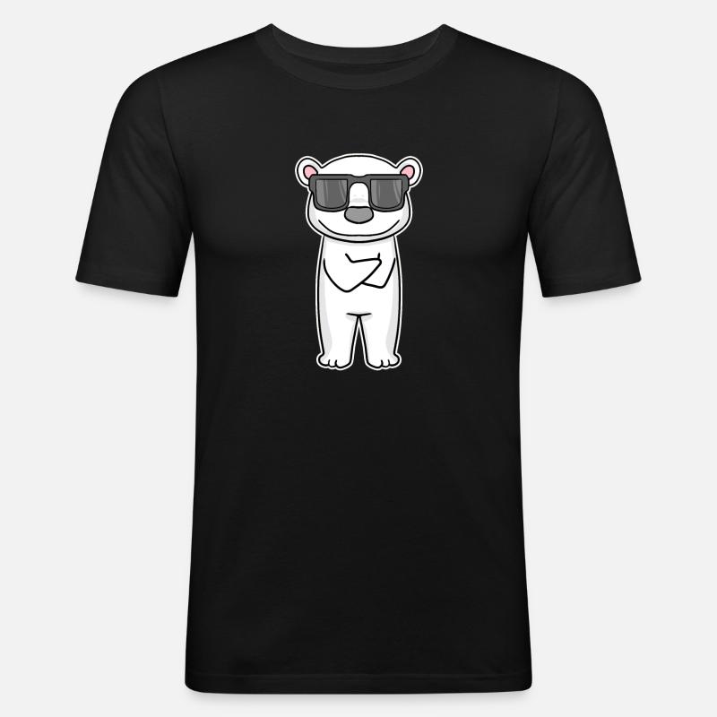 Eisbär mit Brille - Männer Slim Fit T-Shirt - Schwarz