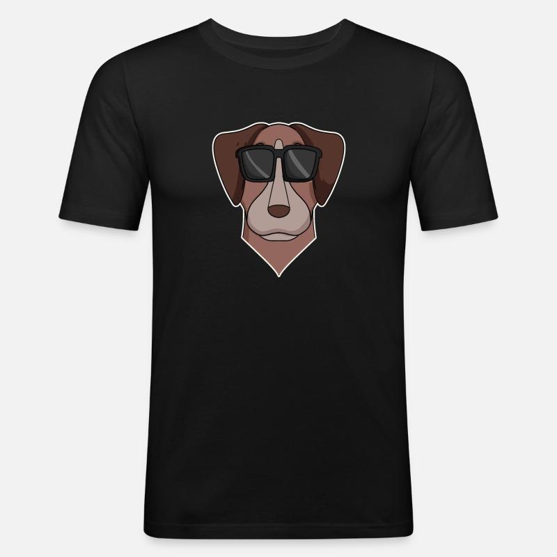 Pointer Hund mit Brille - cooler Hund - Männer Slim Fit T-Shirt - Schwarz