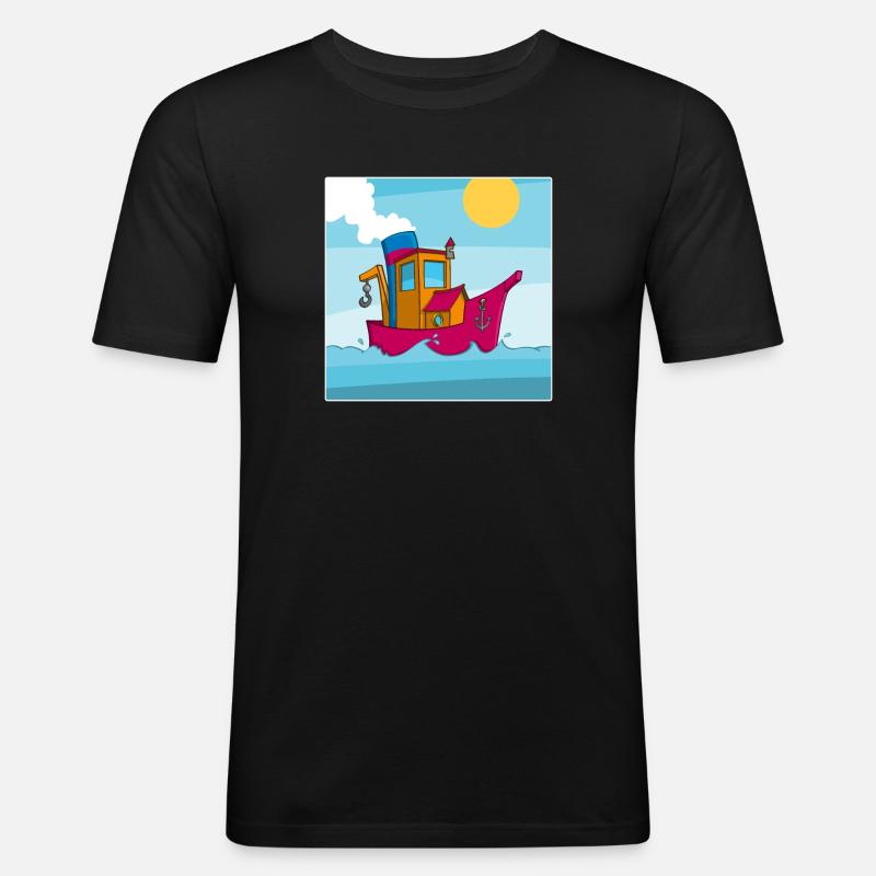Buntes Bild eines lustigen Schleppers - Männer Slim Fit T-Shirt - Schwarz