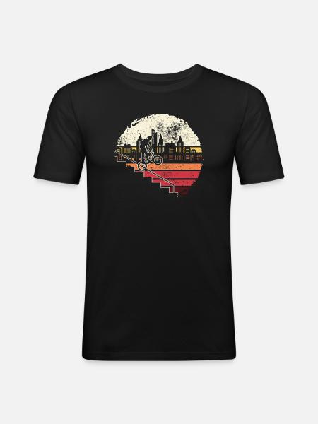Urban Skyline Unicycle Glow - Men's Slim Fit T-Shirt - black