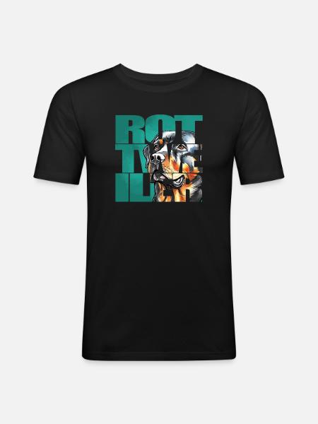Rottweiler Portrait - T-shirt près du corps Homme - noir