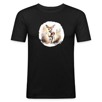 Aquarelle fauve - T-shirt près du corps Homme - noir - Devant - Nik (191cm)