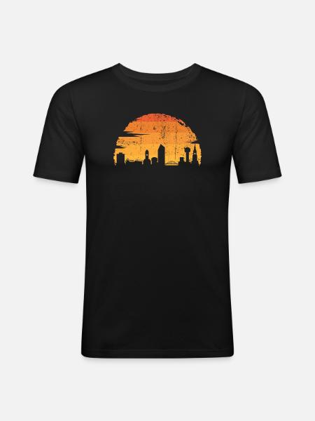 Urban Sunset Silhouette - Men's Slim Fit T-Shirt - black
