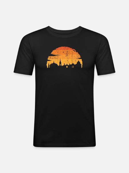 Sunset Skyline Silhouette - Men's Slim Fit T-Shirt - black