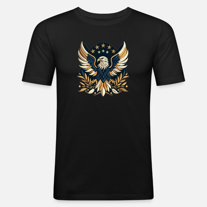 Sternengesprenkelter Banner-Adler - Männer Slim Fit T-Shirt - Schwarz