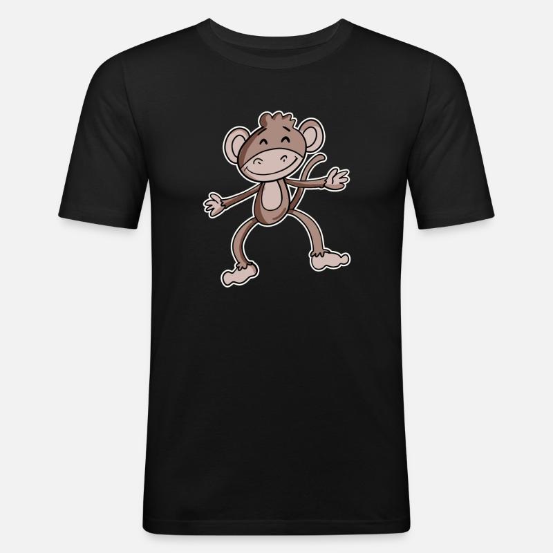Affe - Männer Slim Fit T-Shirt - Schwarz