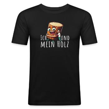 ich und mein holz forst holztransport forstwirt - Männer Slim Fit T-Shirt - Schwarz - Vorne - Nik (191cm)