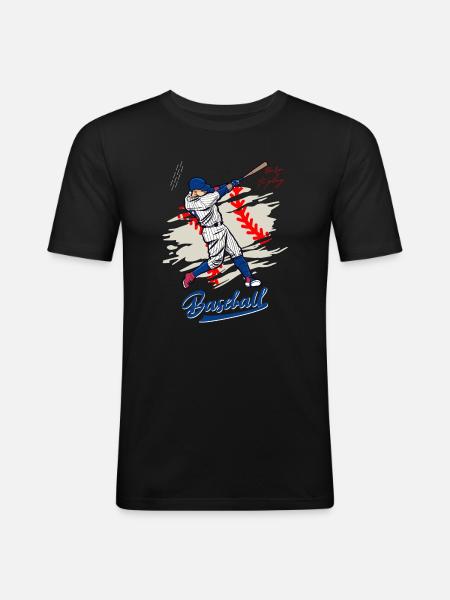 Dynamic Baseball Swing Illustration - Men's Slim Fit T-Shirt - black