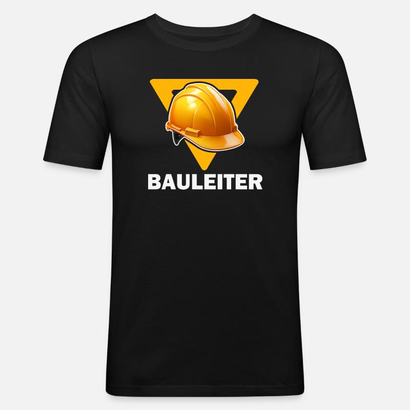 Baustellenleiter Bauhelm - Männer Slim Fit T-Shirt - Schwarz