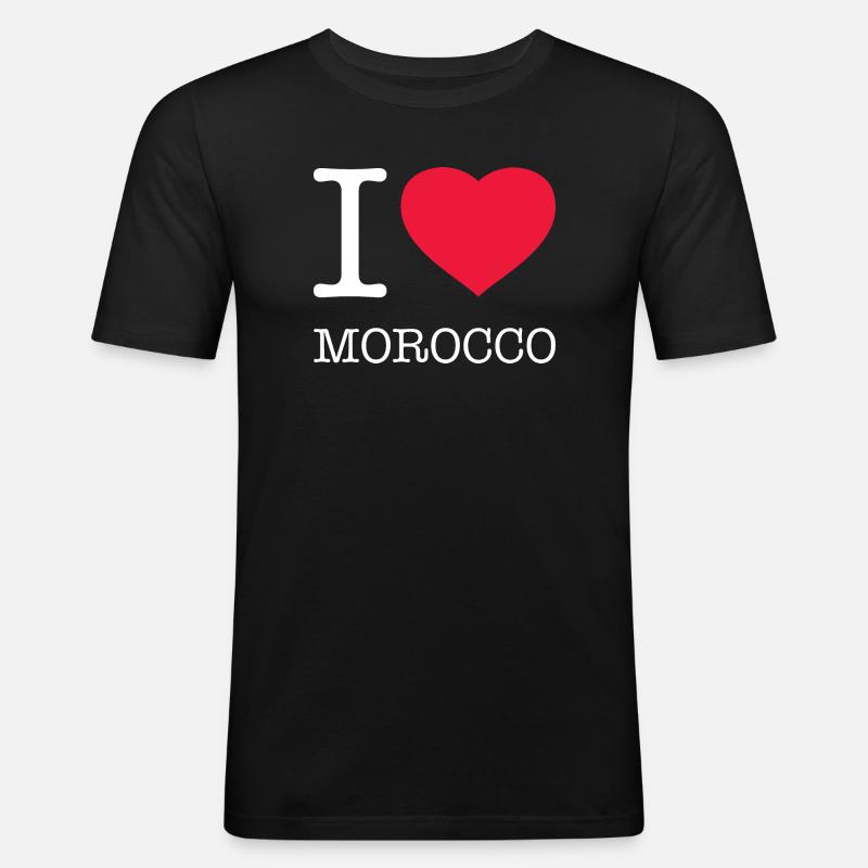 I LOVE MOROCCO - Männer Slim Fit T-Shirt - Schwarz