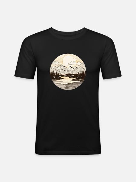 landscape nordic style - Men's Slim Fit T-Shirt - black