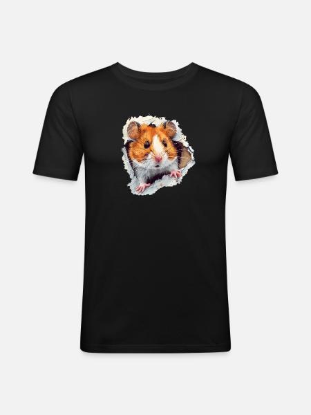 Hamster Hamsterkopf Goldhamster Zwerghamster - Männer Slim Fit T-Shirt - Schwarz