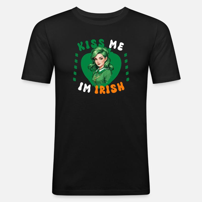 Küss mich, ich bin Irin - Männer Slim Fit T-Shirt - Schwarz