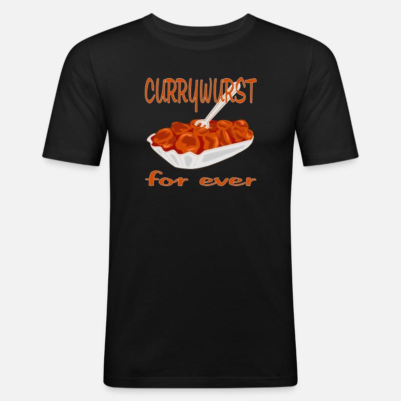 Currywurst ist Lecker - Männer Slim Fit T-Shirt - Schwarz
