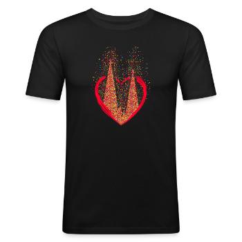 Kölner Dom Konfetti Im Herzen Karneval Herz Köln - Männer Slim Fit T-Shirt - Schwarz - Vorne - Nik (191cm)