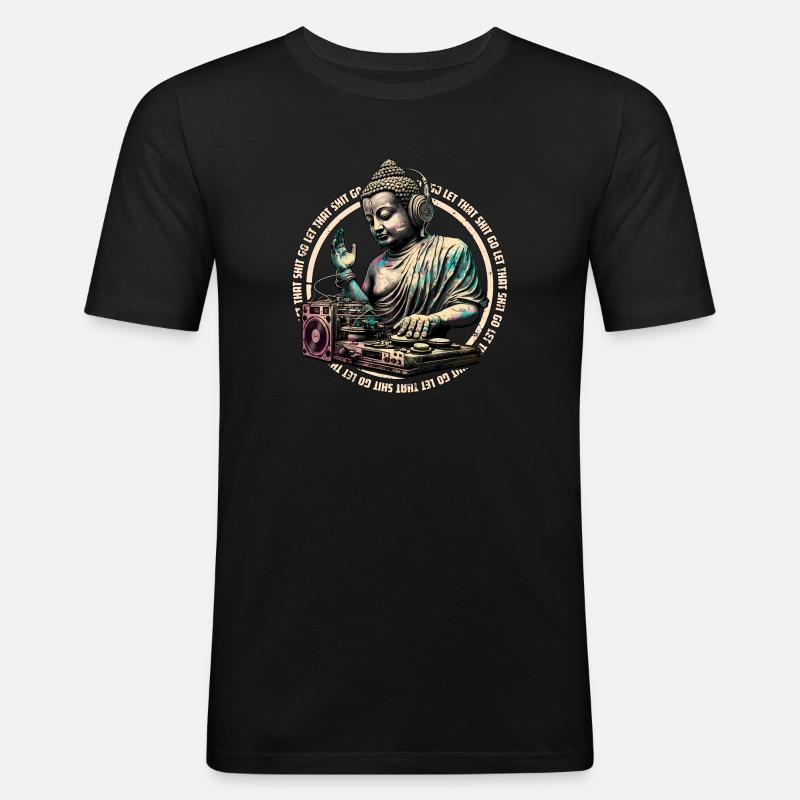 DJ Buddha - lass den Scheiß los - Männer Slim Fit T-Shirt - Schwarz