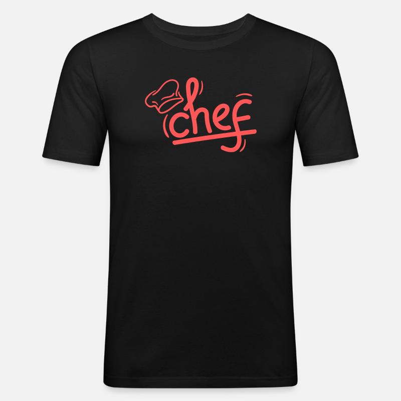 Red Chef Sketch Elegant - Männer Slim Fit T-Shirt - Schwarz