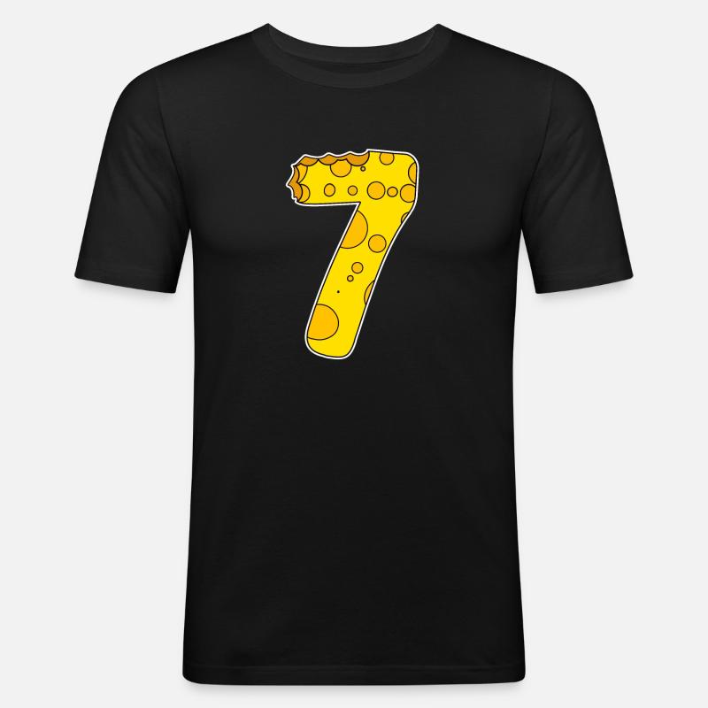 Zahl 7 - Männer Slim Fit T-Shirt - Schwarz
