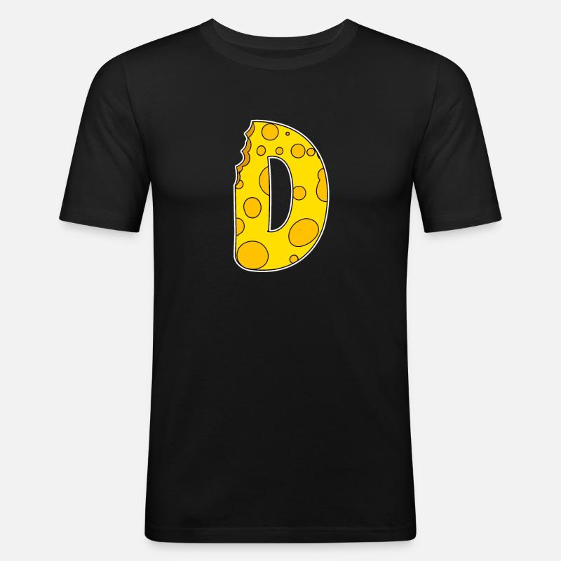 Buchstabe D - Anfangsbuchstabe D - Käse Motiv - Männer Slim Fit T-Shirt - Schwarz