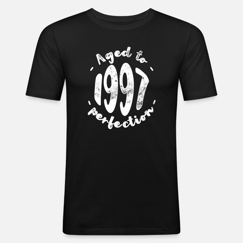 Gealtert bis 1997 Perfektion - Männer Slim Fit T-Shirt - Schwarz