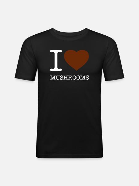 J’ADORE LES CHAMPIGNONS - T-shirt près du corps Homme - noir