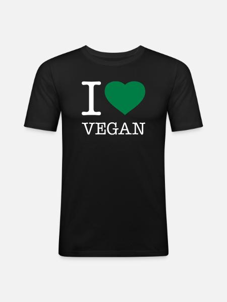 I LOVE VEGAN - Men's Slim Fit T-Shirt - black