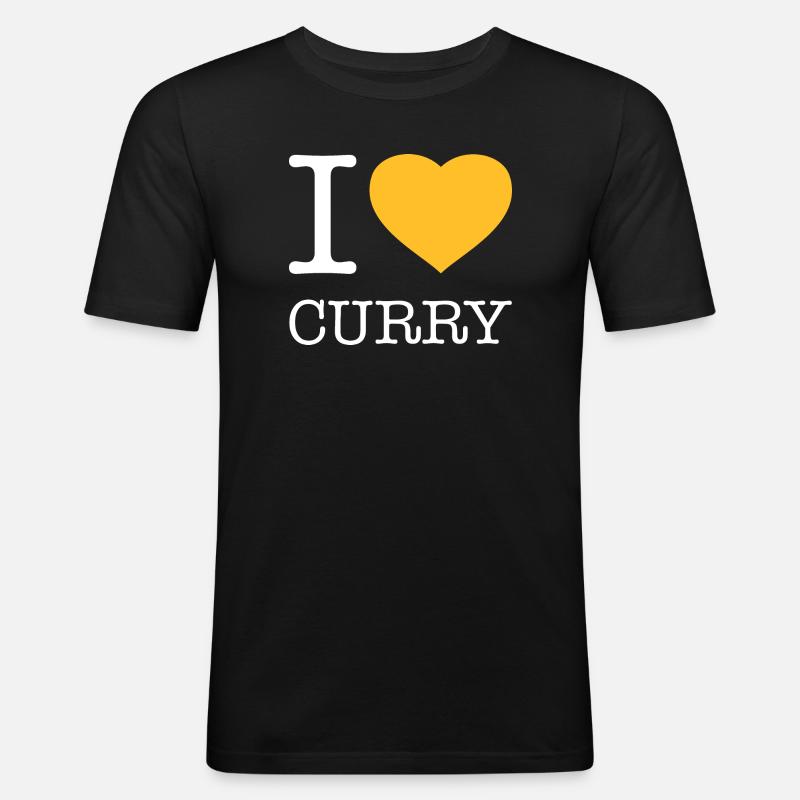 I LOVE CURRY - Männer Slim Fit T-Shirt - Schwarz