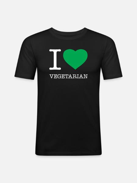 J’ADORE LE VÉGÉTARISME - T-shirt près du corps Homme - noir