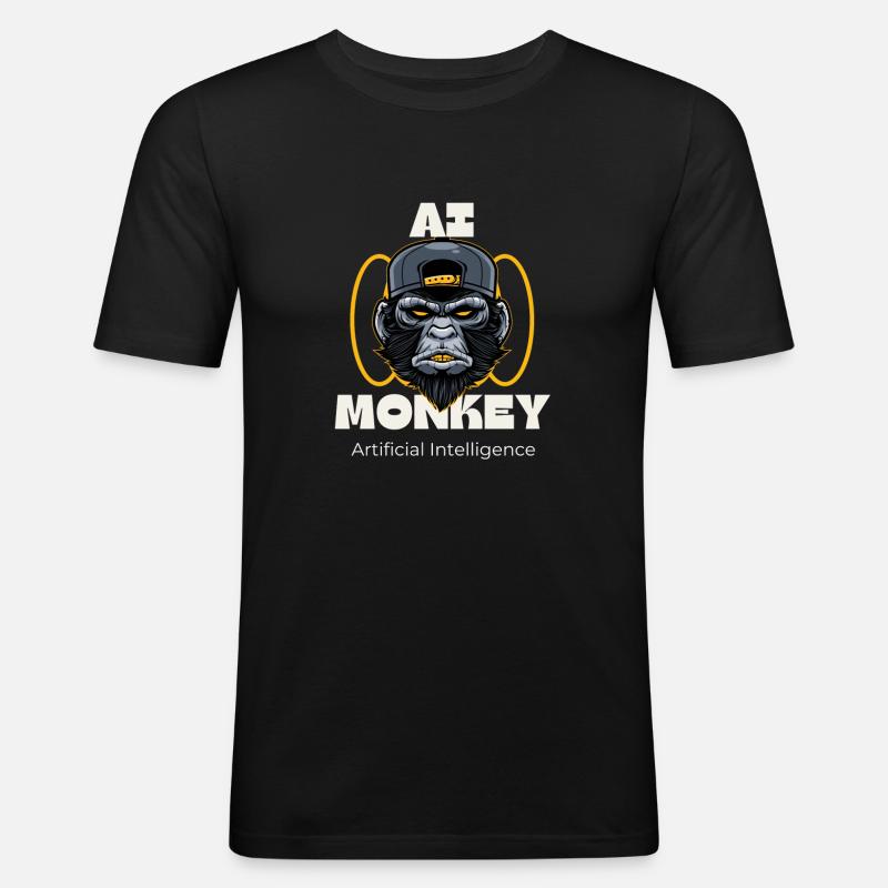 Artful Monkey with AI Theme - Men's Slim Fit T-Shirt - black