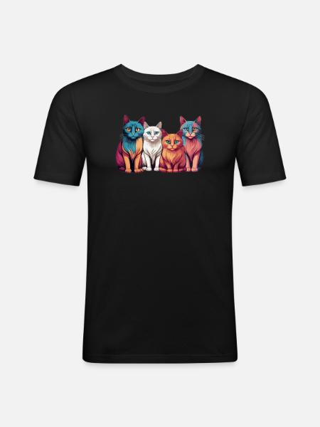 Cat Gang - Men's Slim Fit T-Shirt - black
