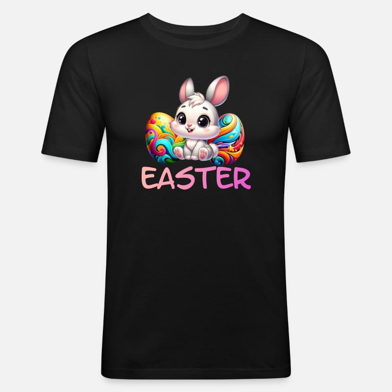 Easter Bunny with Easter Eggs - Men's Slim Fit T-Shirt - black