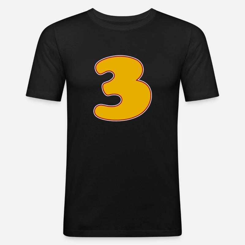 3 - Three - Men's Slim Fit T-Shirt - black