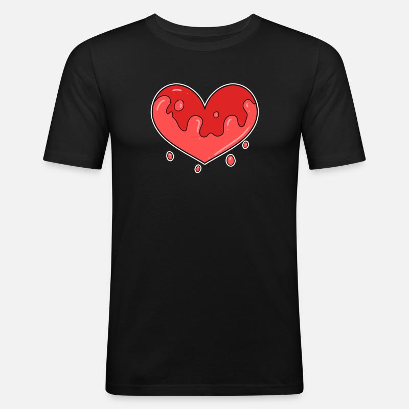 Herz Einsam - Männer Slim Fit T-Shirt - Schwarz