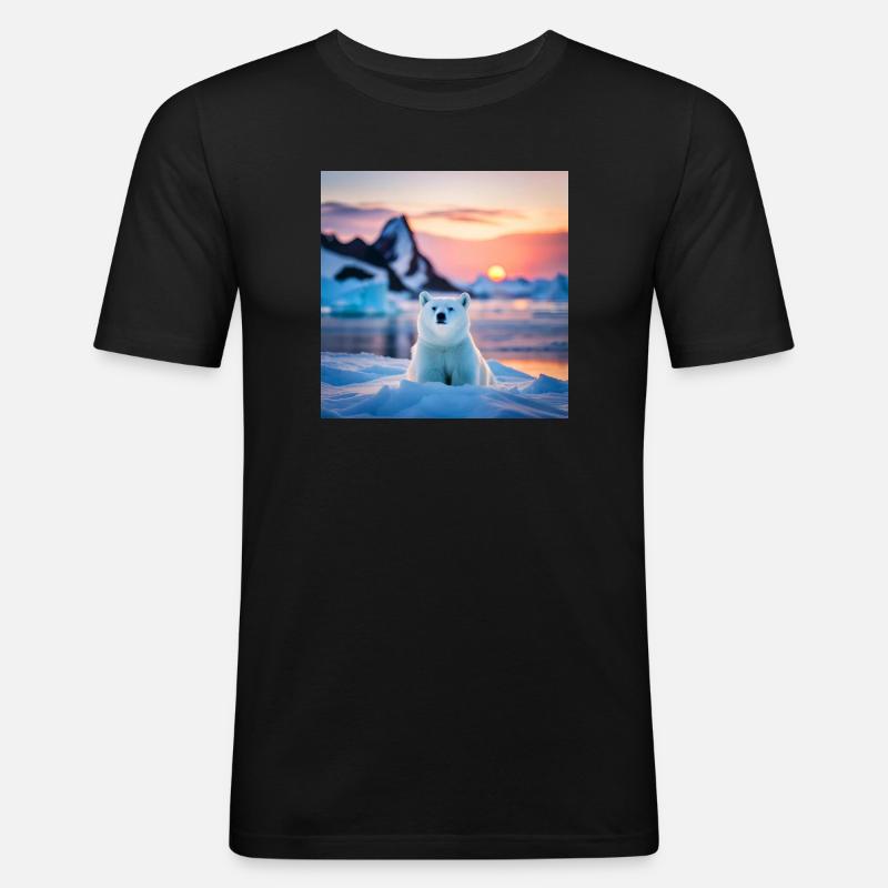 Puuh auf der Eisscholle - Männer Slim Fit T-Shirt - Schwarz