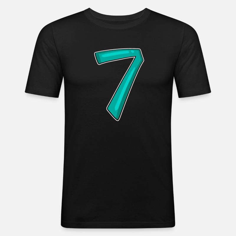 7 - Männer Slim Fit T-Shirt - Schwarz