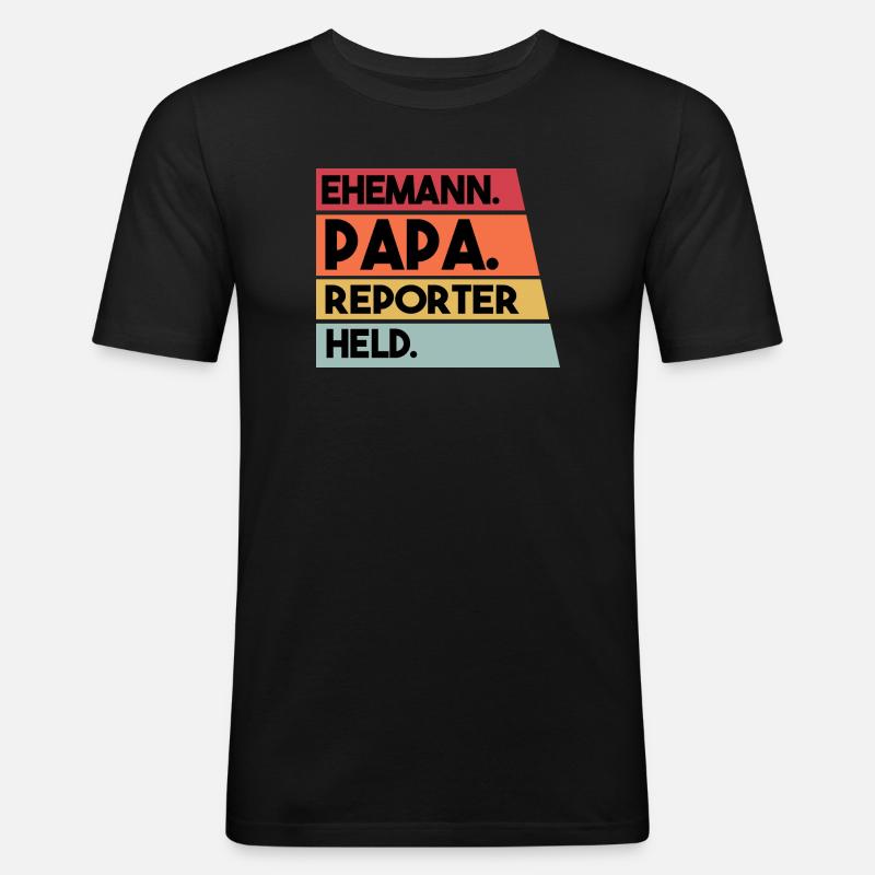 Ehemann Papa Reporter Held - Männer Slim Fit T-Shirt - Schwarz