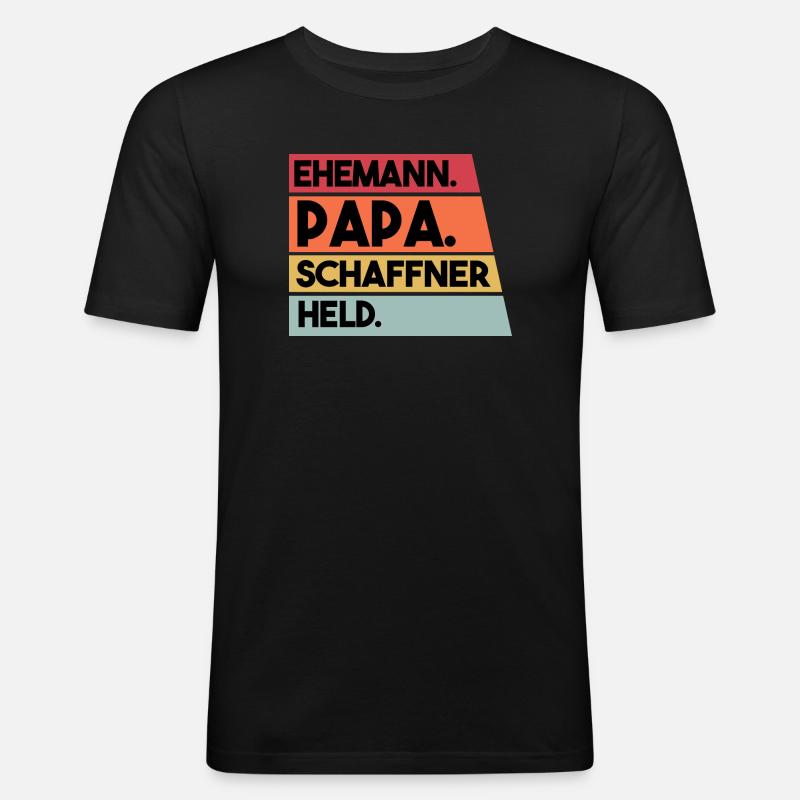 Ehemann Papa Schaffner Held - Männer Slim Fit T-Shirt - Schwarz
