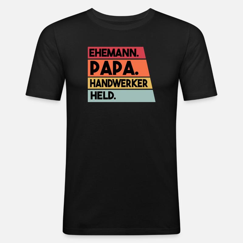 Ehemann Papa Handwerker Held - Männer Slim Fit T-Shirt - Schwarz
